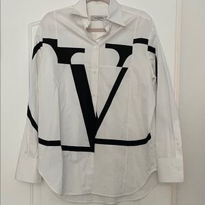 Valentino Womens Shirt with Bold Black Design on White